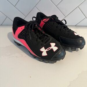 Under Armour Black and Pink Kids Cleats